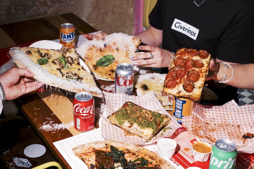 Assortment of pizza and food at Civerinos Forrest Road